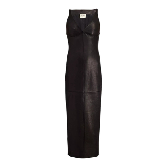 Khaite Ditka Leather Midi Dress Retail $3900 as Worn By Kendall Jenner Size 2 - Picture 2 of 11